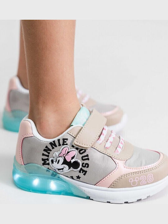 Minnie Mouse Kids Sneakers with Scratch & Lights Beige
