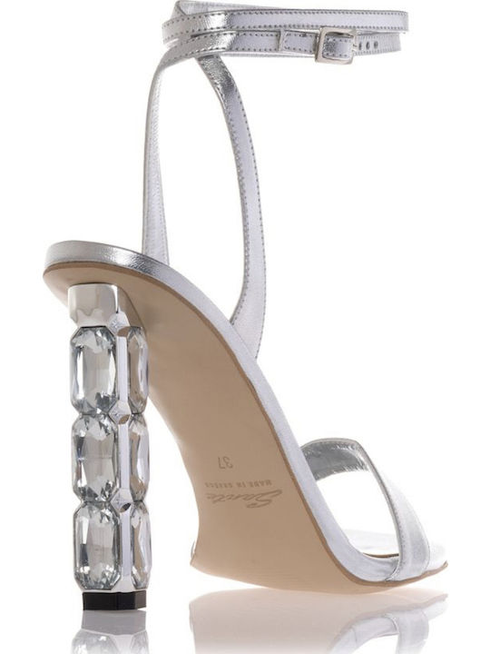 Leder Sandalen Silber