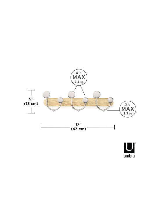 Umbra Wall Hanger Melody Metal 9 Hooks Beige 43x13x8cm