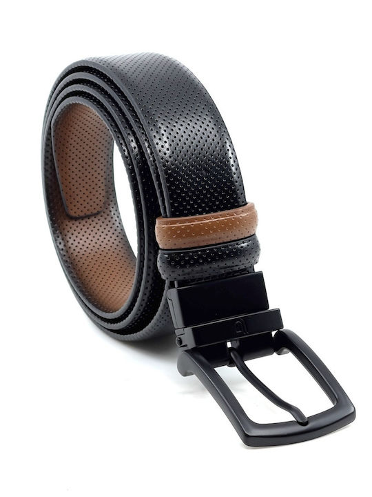 Men's Belt Leather Double Sided Black / Tan