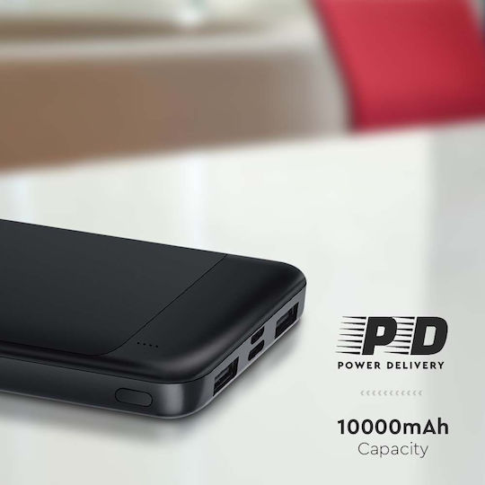 V-TAC Power Bank 10000mAh 22.5W με Θύρα USB-A και Θύρα USB-C Μαύρο