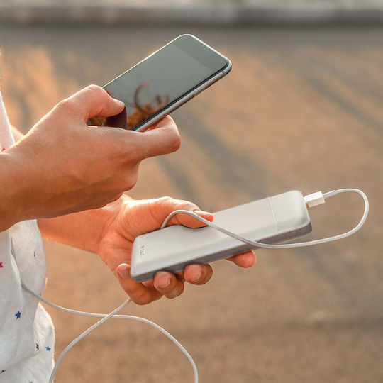 V-TAC Power Bank 10000mAh με Θύρα USB-A και Θύρα USB-C Λευκό