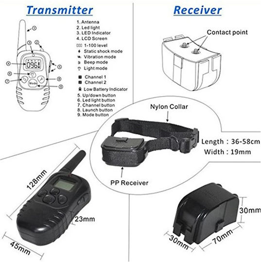 Factory Dog Training Shock Collar Rechargeable Waterproof 998D with Range 300m