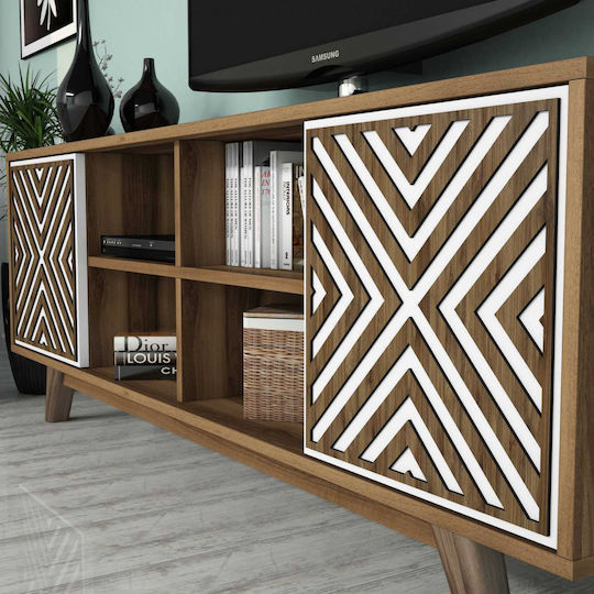 Unitate TV pentru sufragerie Walnut / White L160xA35xÎ56.2buc