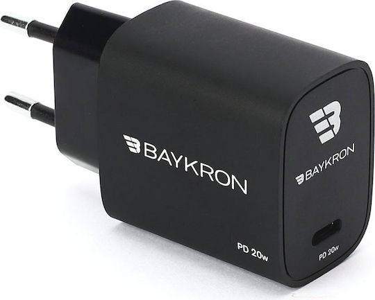 Baykron Φορτιστής Χωρίς Καλώδιο με Θύρα USB-C 20W Power Delivery Μαύρος (Smart)