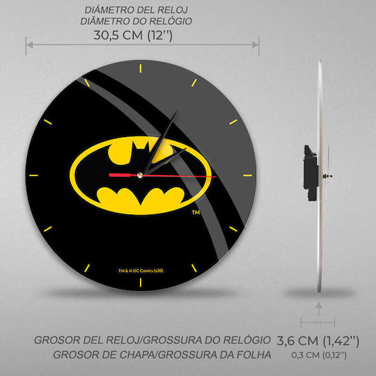 ERT Group Batman Аналогов Пластмасов Черен Часовник На Стена Ø30.5см