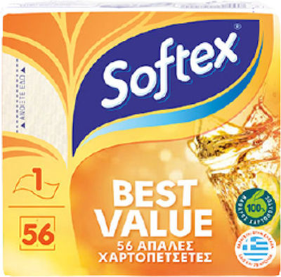 Softex 56 Χαρτοπετσέτες Best Value Μονόφυλλες 86gr