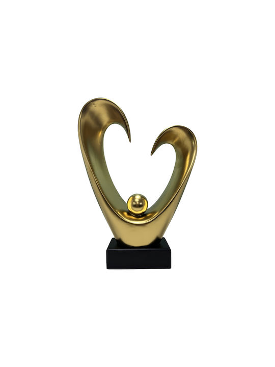 Καρβούνης Ceramic Heart Table Decor Gold 35.56cm