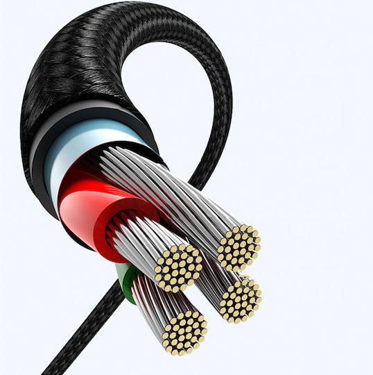 Ugreen US176 Cablu USB 2.0 Braided USB-C masculin - USB-A Negru 3m 22564