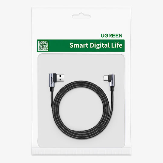 Ugreen US176 Cablu USB 2.0 Braided USB-C masculin - USB-A Negru 3m 22564