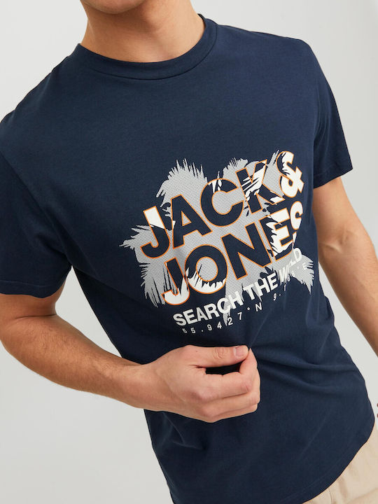 Jack & Jones T-shirt Bărbătesc cu Mânecă Scurtă Albastru marin