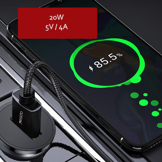 Yesido Y38 Car Charger 18W 4A Fast Charging with One Port 1xUSB-A Black Color