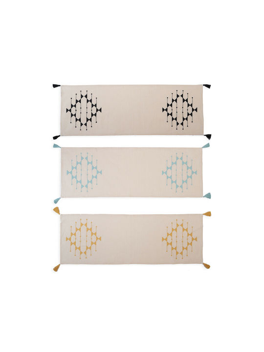 Nef-Nef Homeware Runner Cotton with Embroidery Esther Aqua 50x140cm