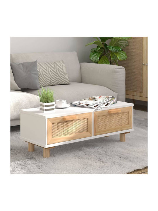 Rectangular Coffee Table from Solid Wood Beige L80xW40xH30cm.