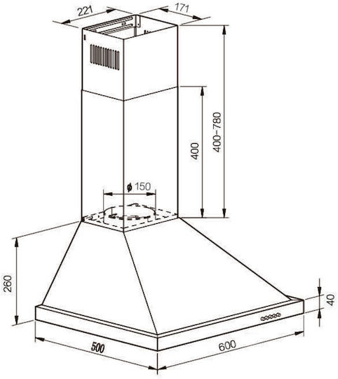 Singer Pyramid 601C 21 Απορροφητήρας Καμινάδα 60cm Inox