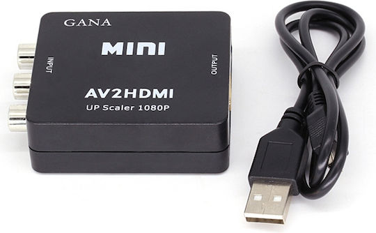 AV2HDMI Μετατροπέας RCA female σε HDMI female 1τμχ