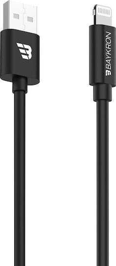 Baykron Regular USB-A la Cablu Lightning Negru 1.2m (BKR-SL-LI-BLK1.2)