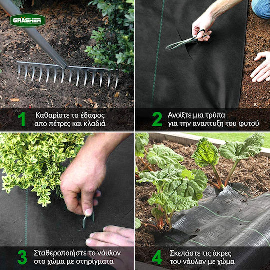 Grasher 103632 Ground Cover Fabric 95gr/m² 2x5m Black