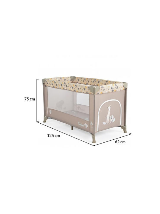 Moni Safari Παρκοκρέβατο με Στρώμα Μπεζ 125x65cm