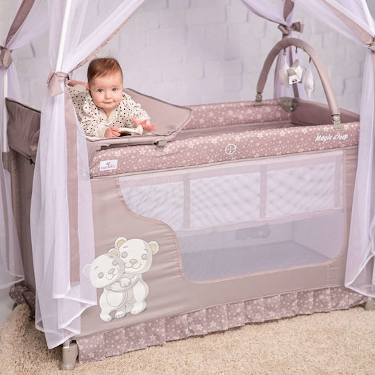 Lorelli Magic Sleep Loc de joacă 2 Nivele cu Schimbător & Saltea Roz 172x68cm