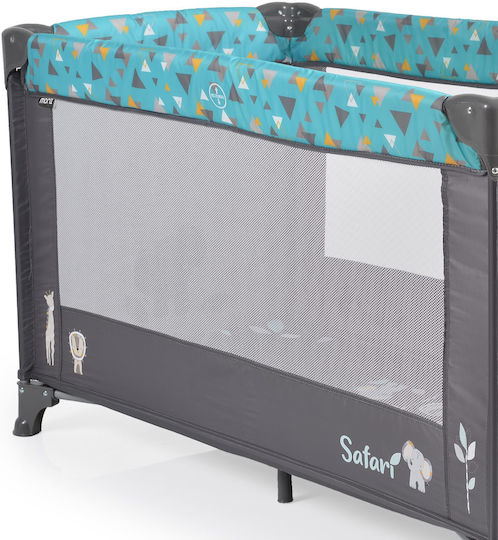 Moni Safari Παρκοκρέβατο με Στρώμα Grey-Turquoise 125x65cm
