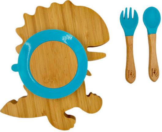 Baby Donkey Baby Food Plate Dinosaur made of Bamboo Brown