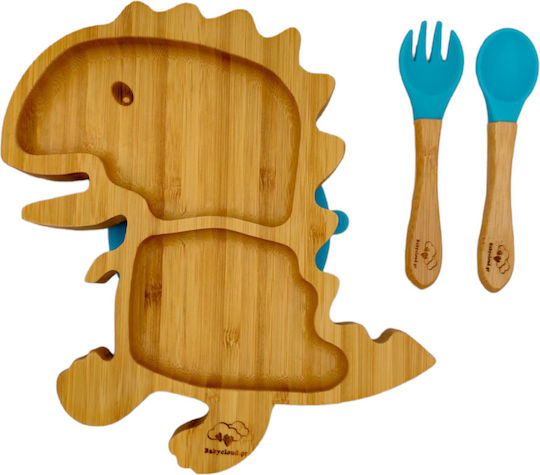 Baby Donkey Baby Food Plate Dinosaur made of Bamboo Brown
