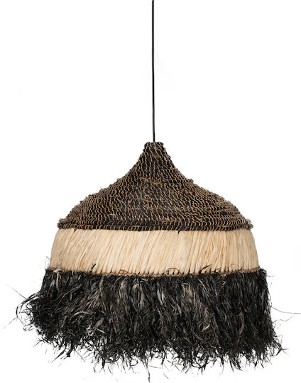 HomeMarkt Black Boho Ceiling Light with Rope for E27 Socket 50x50cm