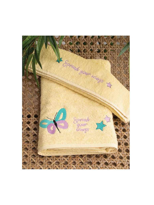 Palamaiki Butterfly Σετ Βρεφικές Πετσέτες Κίτρινες 2τμχ Βάρους 380gr/m²