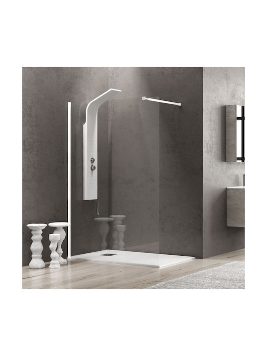 Karag Walkin 1 Shower Screen for Shower 100x200cm Clear Glass Bianco