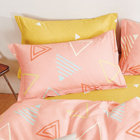 Melinen Geo Kids Cotton Satin Pillowcase Set 50x70cm Pink
