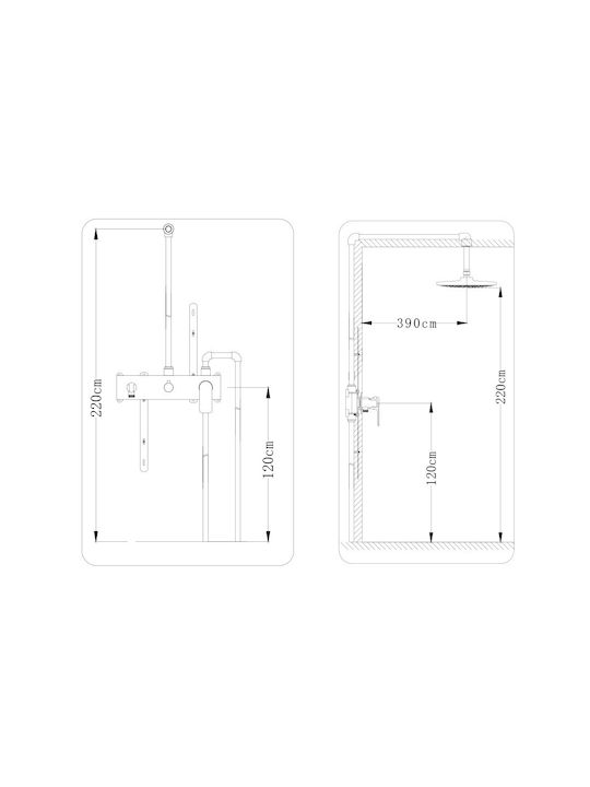 Interflex Fine Built-in Mixer, Hand Shower & Shower Head Set for Shower 2 Exits Complete Chrome