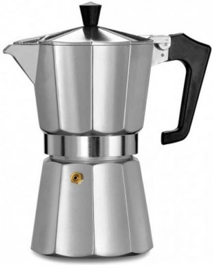 Sidirela Stovetop Espresso Pot 6 Cups Inox Silver E-2601