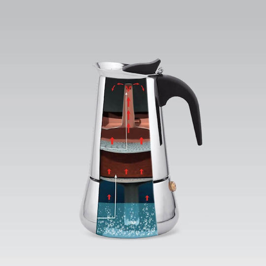 Maestro Stovetop Espresso Pot 4 Cups Inox Silver