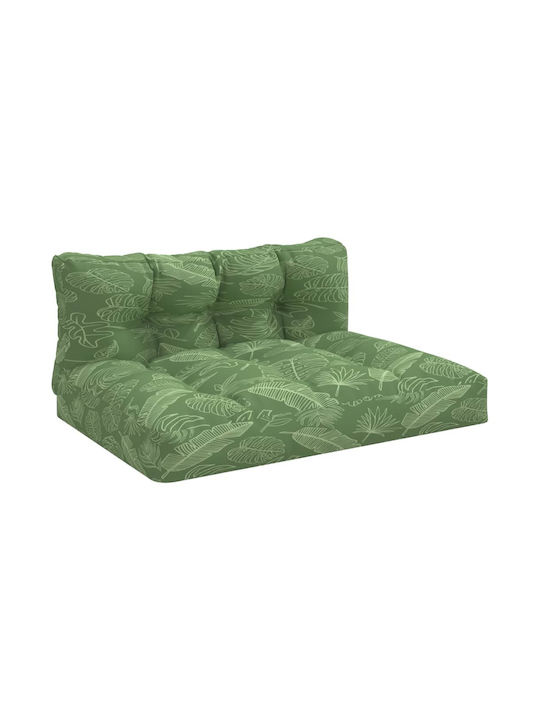 vidaXL Garden Chair Cushions Pallet with Backrest Green 2 Pieces 120x80cm