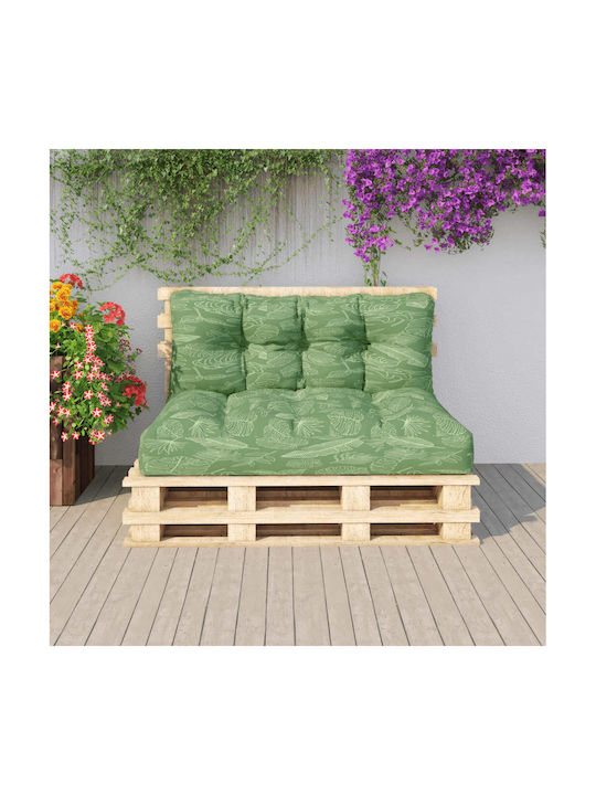 vidaXL Garden Chair Cushions Pallet with Backrest Green 2 Pieces 120x80cm