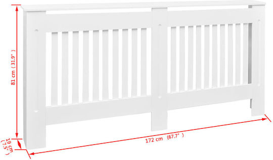vidaXL Калориферен Капак От MDF Бял 172x19x81см