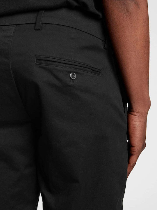 Pantaloni Chino Elastic cu Croială Slim Negru