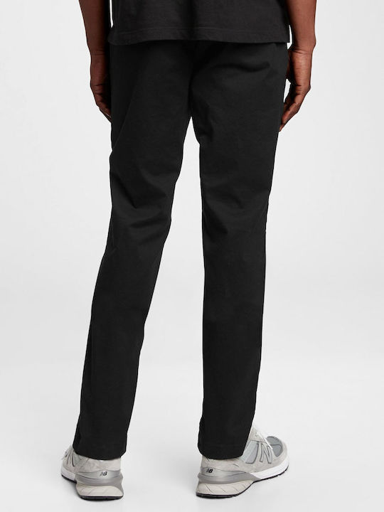 Pantaloni Chino Elastic cu Croială Slim Negru