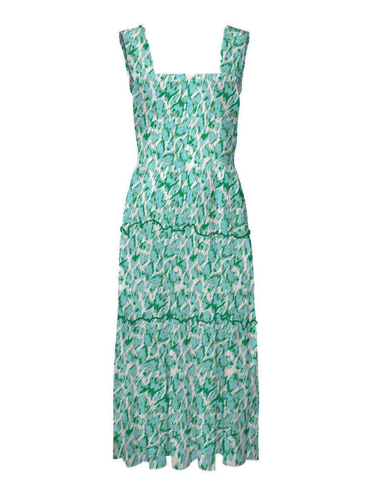 Vero Moda Sommer Midi Kleid mit Rüschen Grün