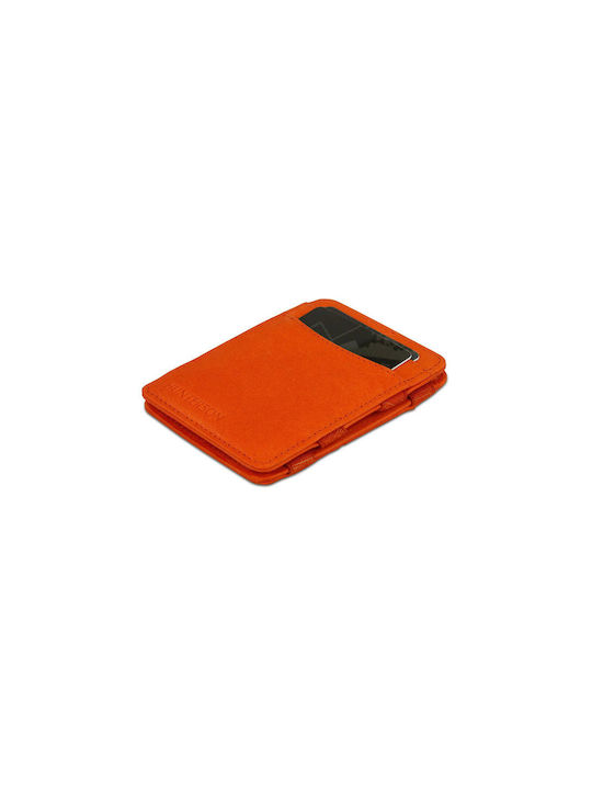 Hunterson Magic Wallet Δερμάτινο Ανδρικό Πορτοφόλι Καρτών με RFID Πορτοκαλί