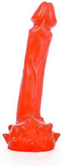 All Black All Red Ρεαλιστικό Dildo με Όρχεις Κόκκινο 18cm