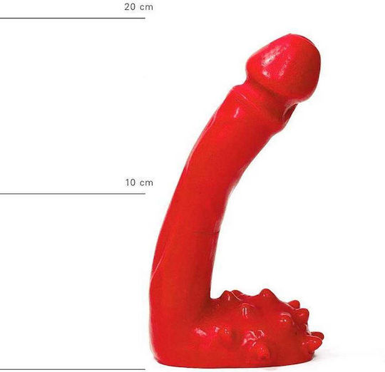 All Black All Red Ρεαλιστικό Dildo με Όρχεις Κόκκινο 18cm