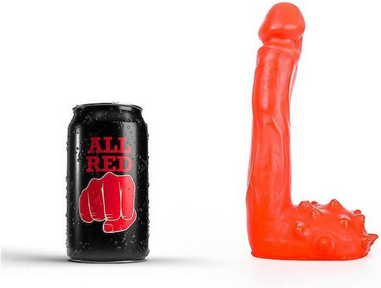 All Black All Red Ρεαλιστικό Dildo με Όρχεις Κόκκινο 18cm