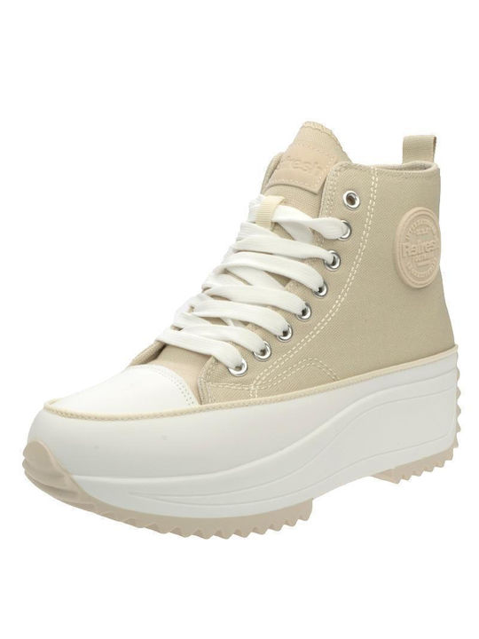 Refresh Damen Flatforms Stiefel Beige