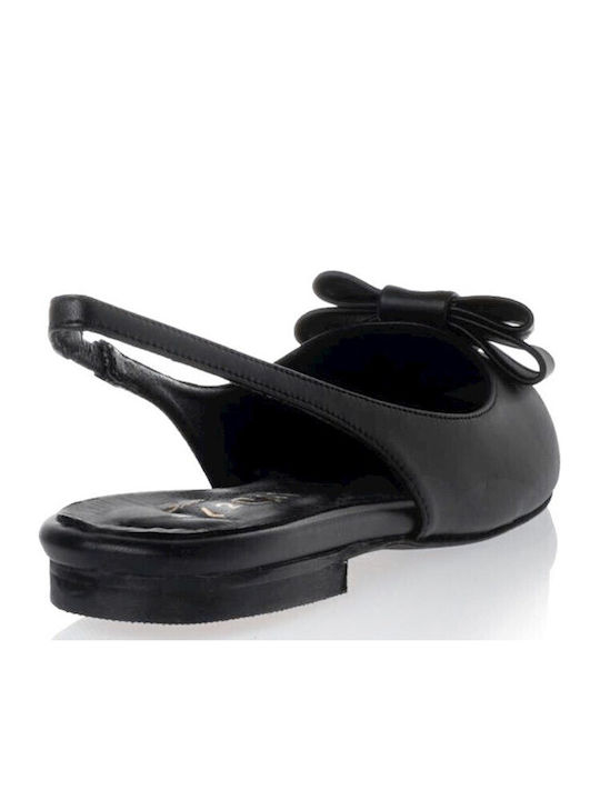 Γυναικείες Μπαλαρίνες Slingback με Λουράκι σε Μαύρο Χρώμα