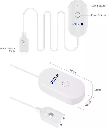 Kerui Wireless Battery Flood Detector Wi-Fi With Cable