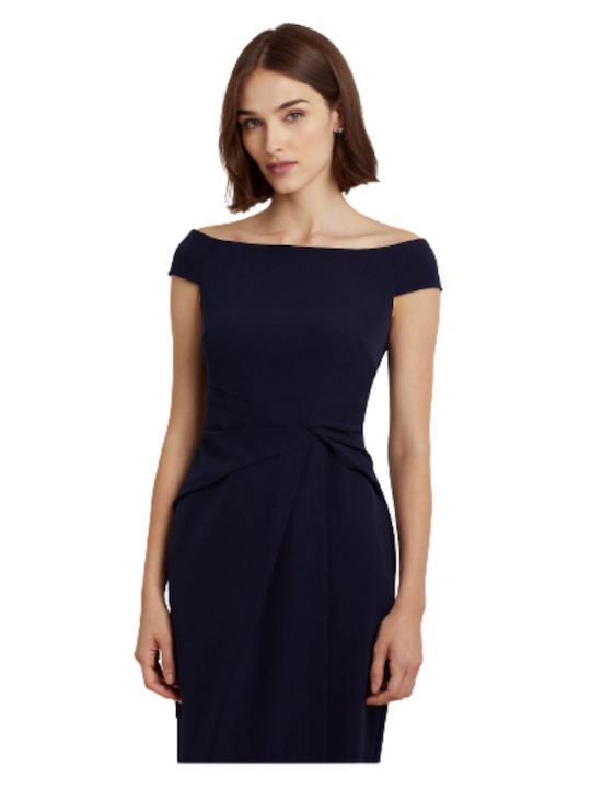 Ralph Lauren Καλοκαιρινό Maxi Φόρεμα για Γάμο / Βάπτιση Off-Shoulder Navy Μπλε