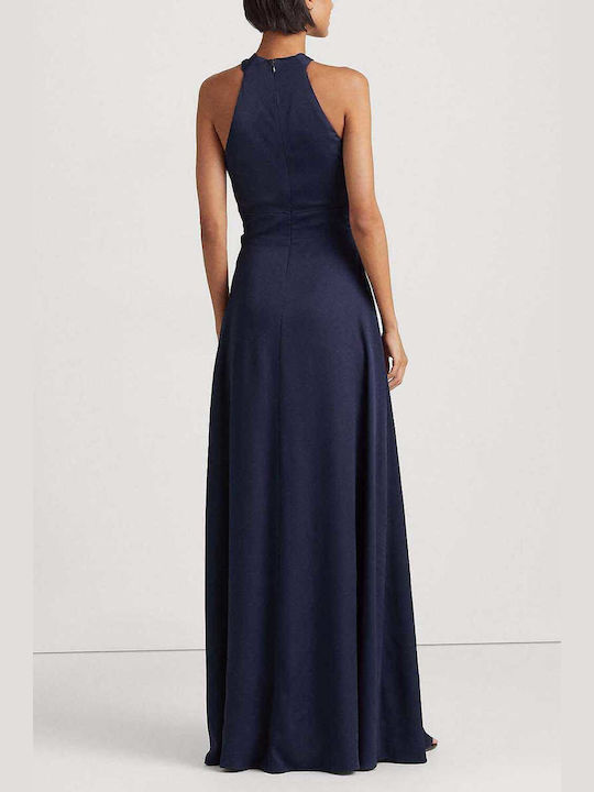 Ralph Lauren Adelbola Sleeveless Gown 410 Rochii de vară pentru femei Maxi Rochie pentru Nuntă / Botez Satin Albastru marin