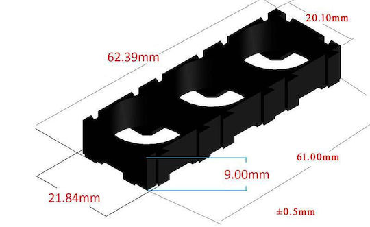 Μπαταριοθήκη με 3 Υποδοχές 18650 Stackable (PS-CH186501/3)